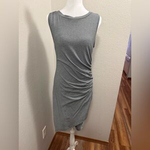 Lira Asymmetrical Gray Striped Dress Medium